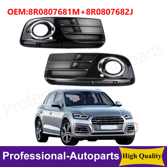 One pair of front left + right anti-collision fog light cover grilles for Audi Q5 13-2017