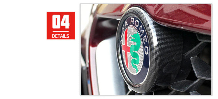 1-pack of carbon fiber for Alfa Romeo for Stelvio front hood cap ring badge logo cover