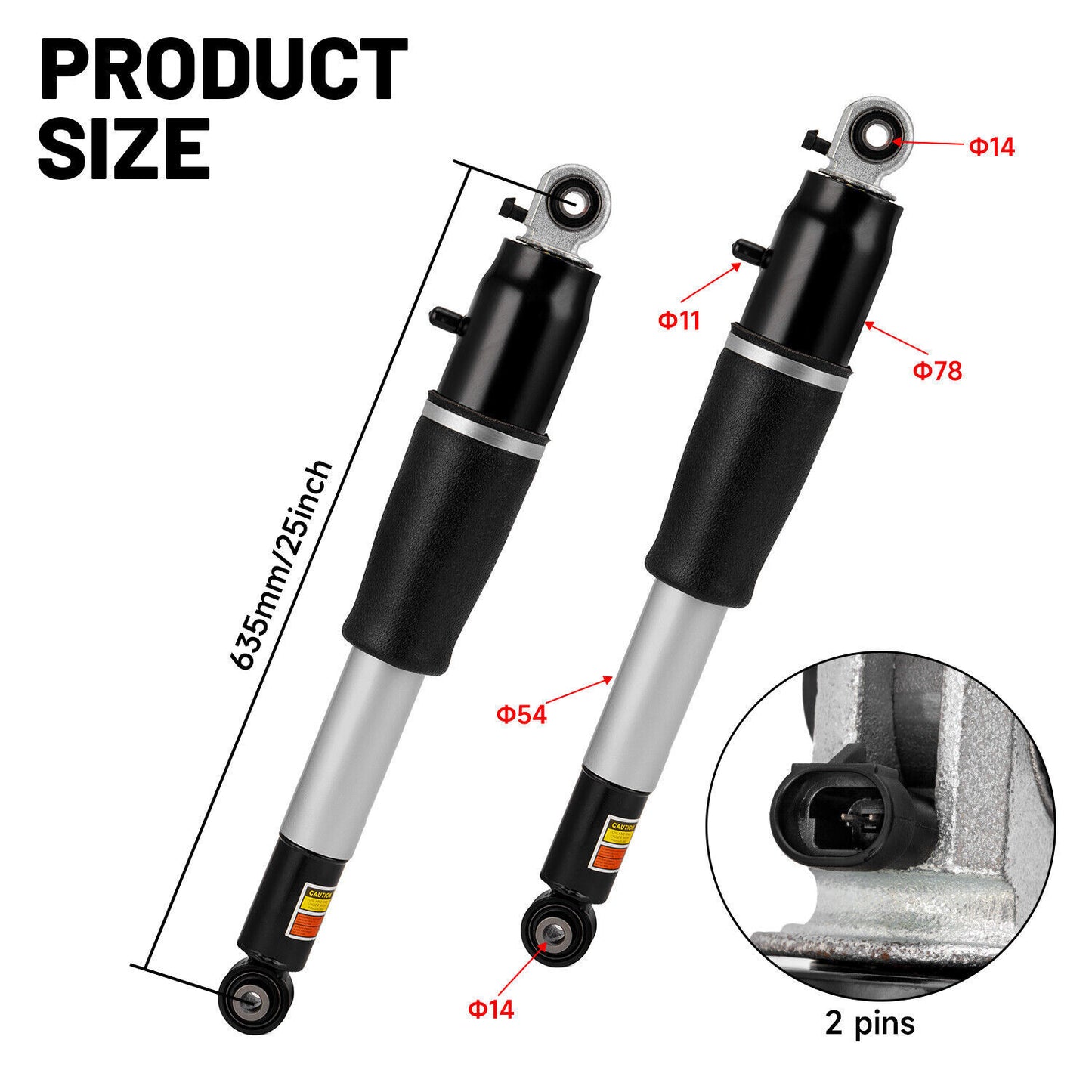 new pair of rear shock absorbers, left and right, suitable for Cadillac XT5 3.6L V6 2017-2019.