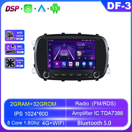 Android CarPlay Car Radio for FIAT 500X 2014-2020 Stereo GPS Video Player Screen