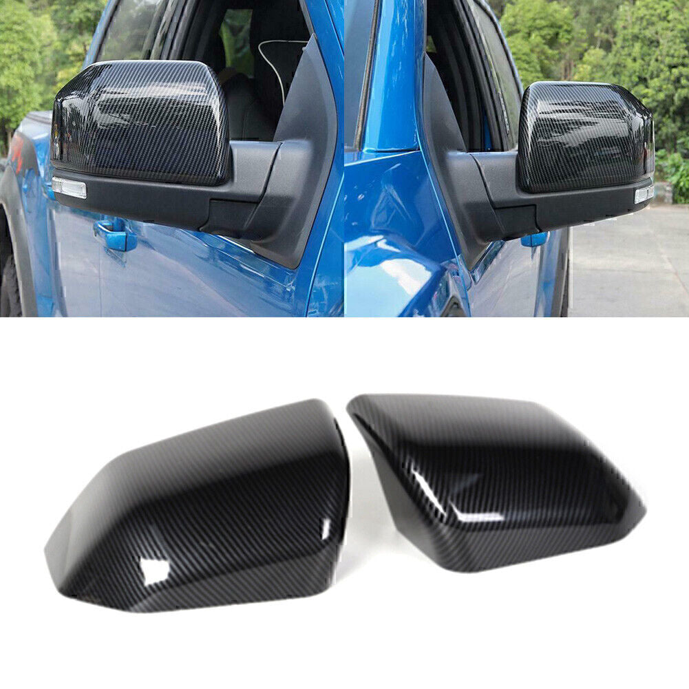 Carbon Fiber ABS Side Rearview Mirror Cover Trim Cover Fit Fitd F-150 2015-2019