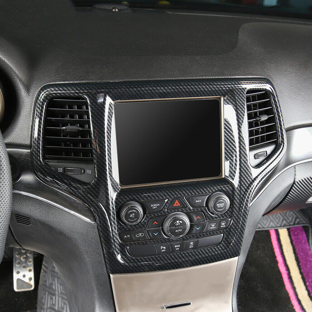 for Jeep Grand Cherokee 14-20 Carbon Fiber Central Console Navigation Frame Trim