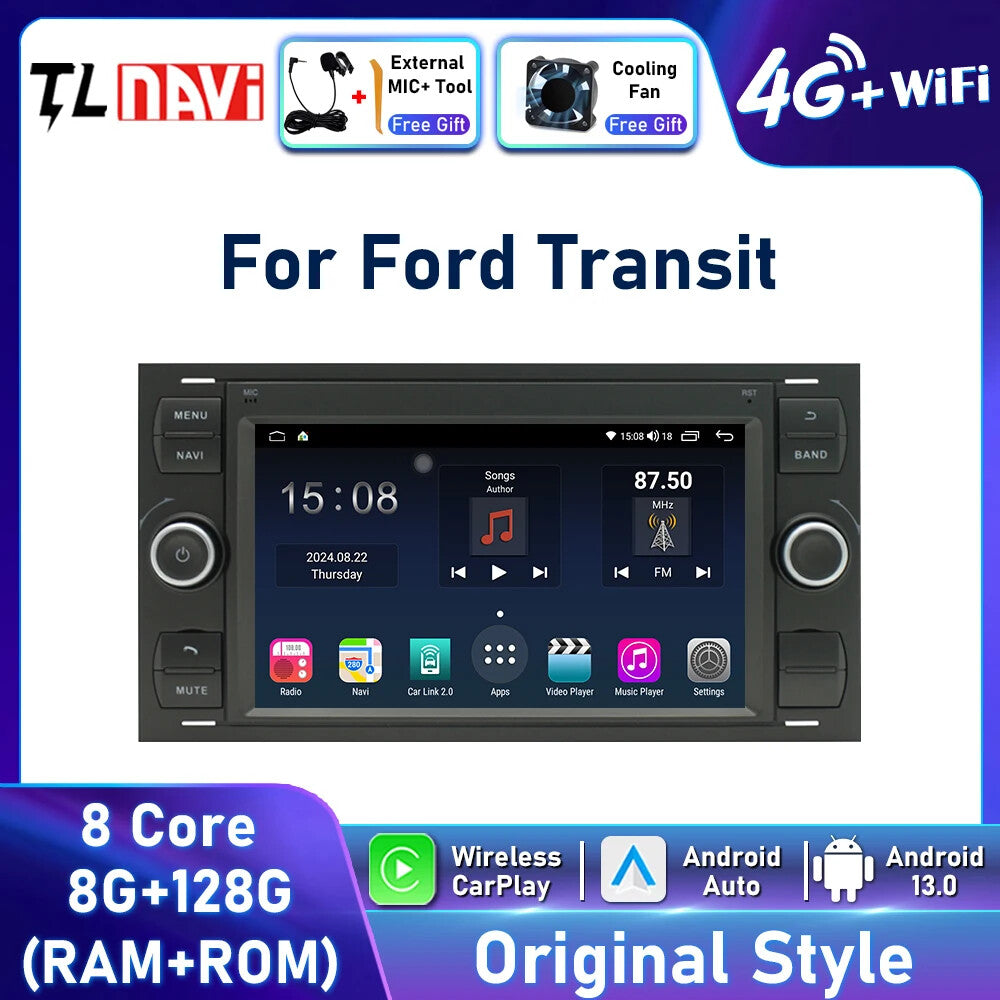 for Ford Transit Car Radio Carplay Android Auto Multimedia Player GPS Navigation