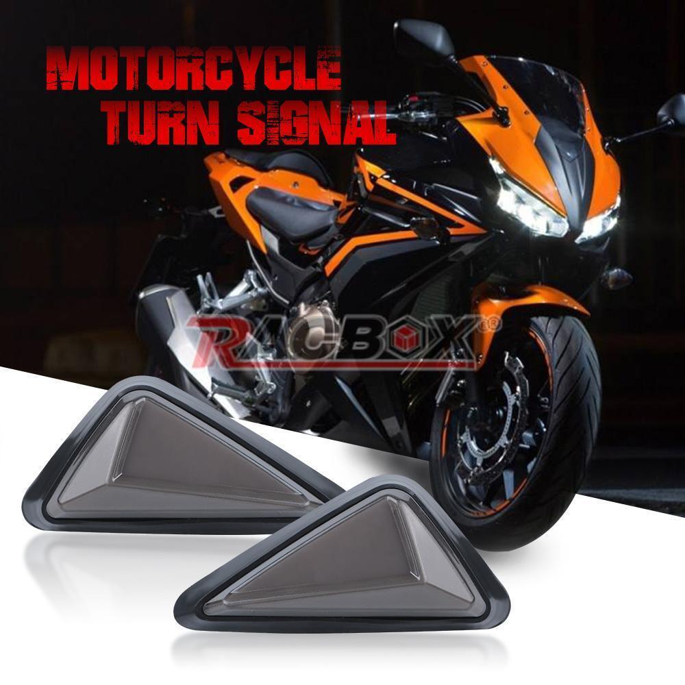 2X Motorcycle Triangle Flush Mount Turn Signal Amber White LED Light Universal