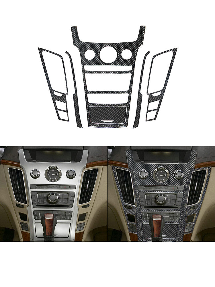 6Pcs Central Console Cover Trim Carbon Fiber for CADILLAC CTS SPORT 2008-UP