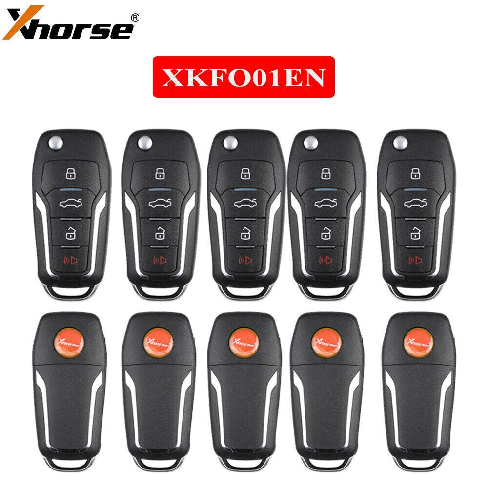 5Pcs Universal Wire Remote Key for Ford Flip Condor 4 Buttons XKFO01EN HK