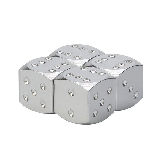 4-Piece Set of Car Wheel Tire Valve Stem Air Cap Dust Cover Truck Bicycle Silver Dice