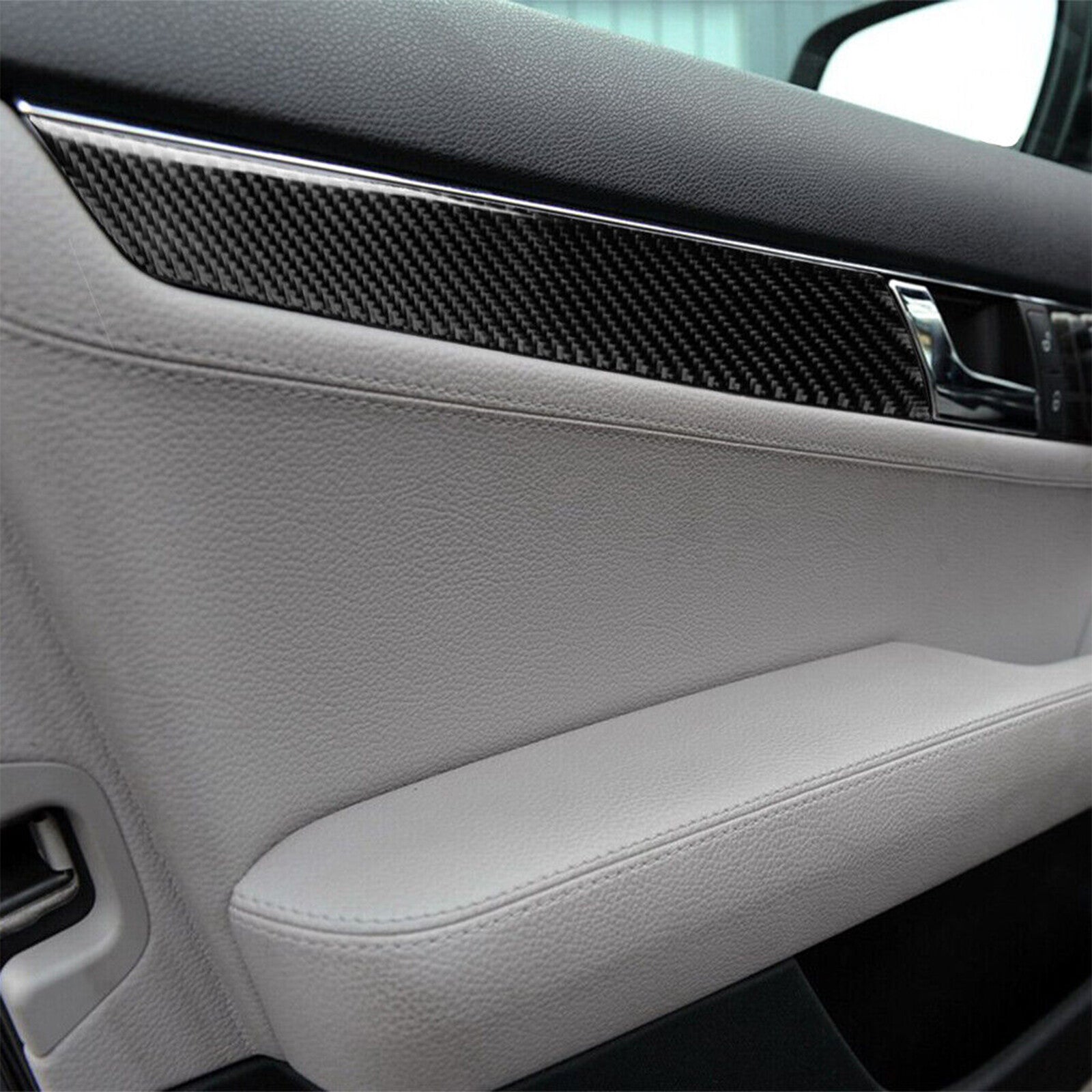 Carbon fiber door panel cover accessories for Mercedes-Benz C-Class W204 2007-13