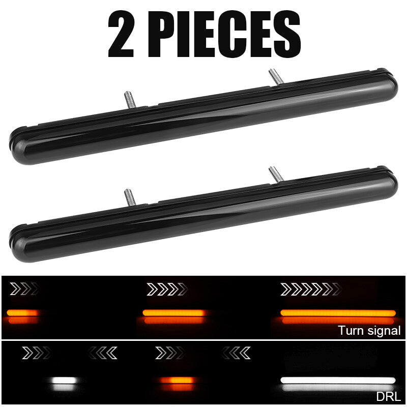 2X 9 LED Flowing Turn Signal Rear Tail Light Bar Strip DRL Truck White/Yellow