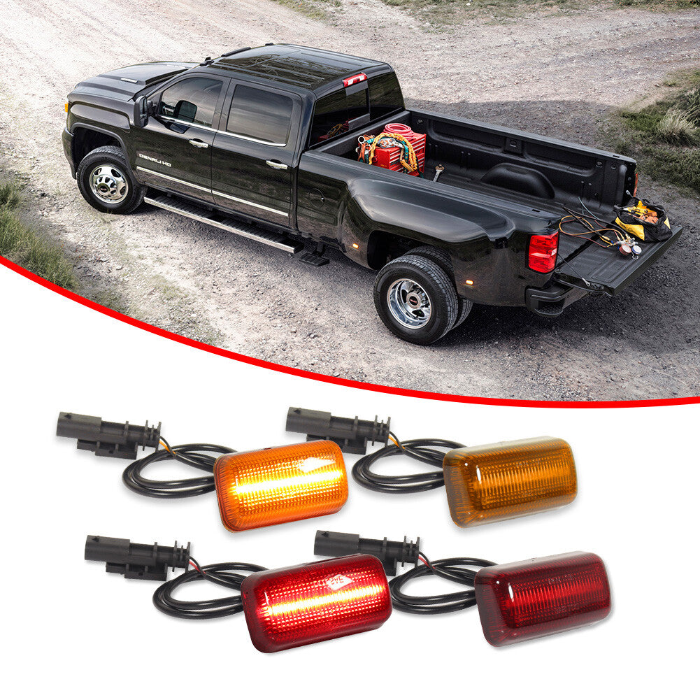 Suitable for 2015-2023 for Chevrolet for GMC Dual-Wheel LED Wheel Fender Side Marker Lights, Amber/Red