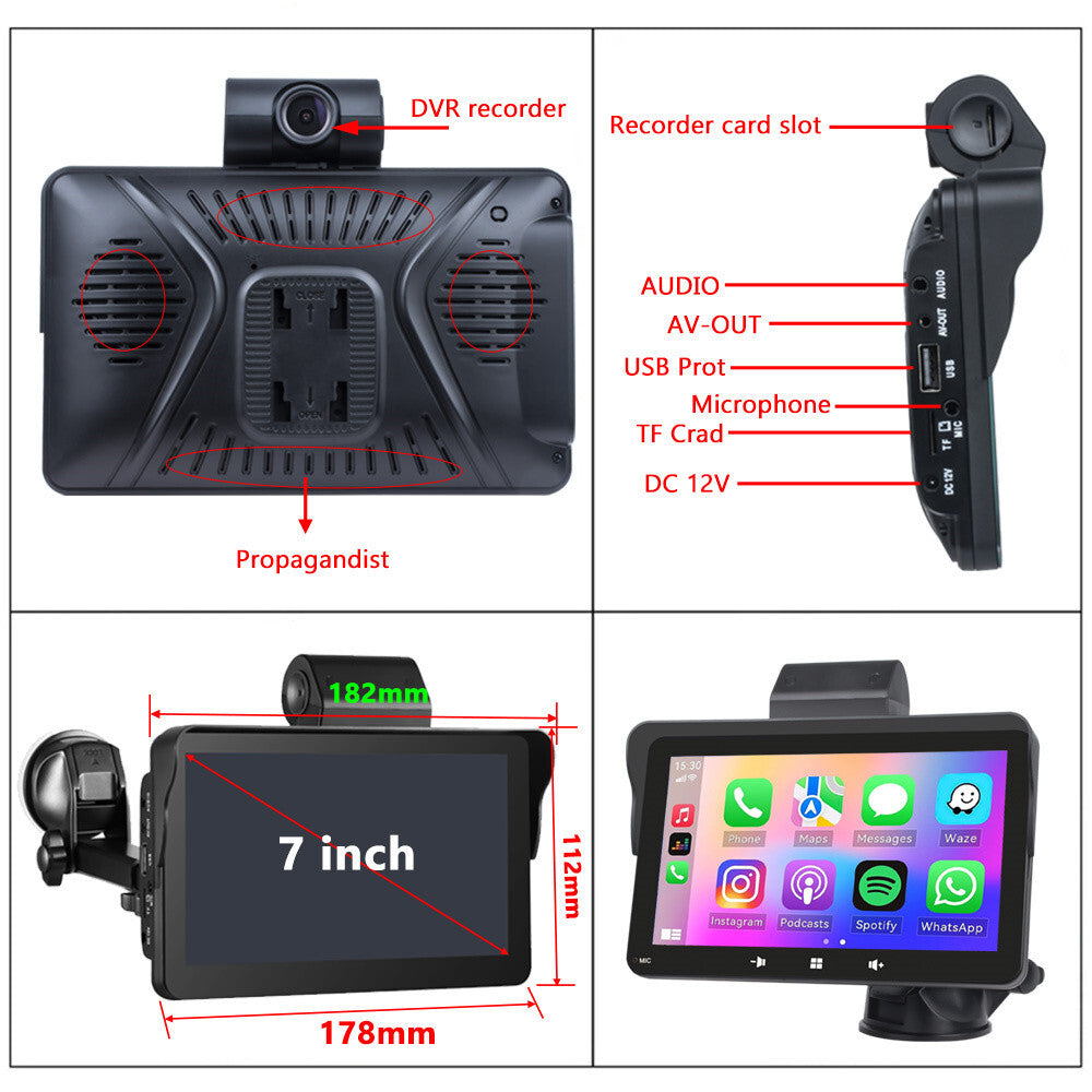 Touch Screen Car Radio MP5 Player Portable BT For Wireless CarPlay Android Auto