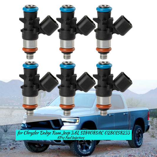 6Pcs Fuel Injectors for Chrysler for Dodge for Ram for Jeep 3.6L 5184085AC 0280158233