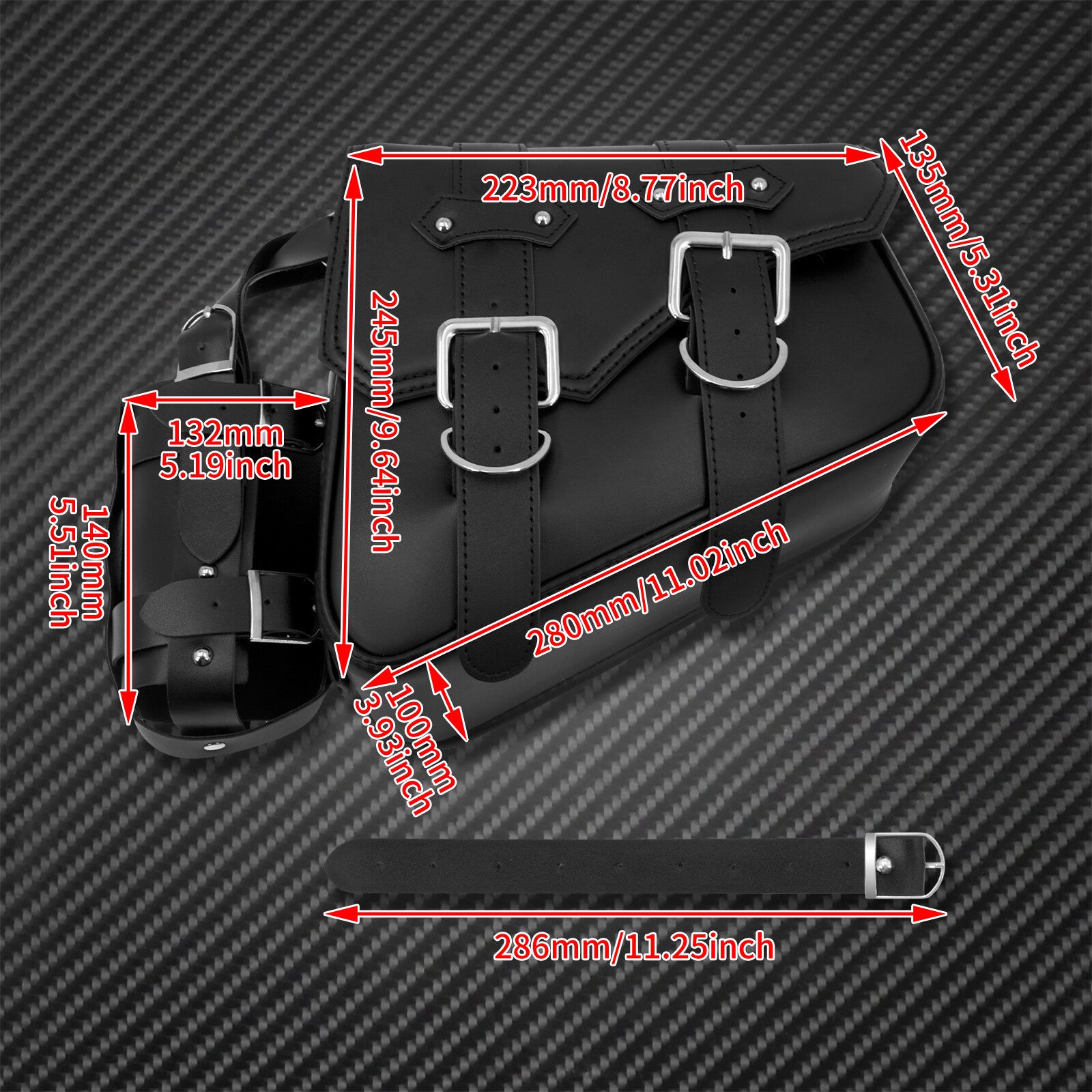 Motorcycle Saddlebag Storage Right Side Luggage Tool Saddle Bag w/ Bottle Bag