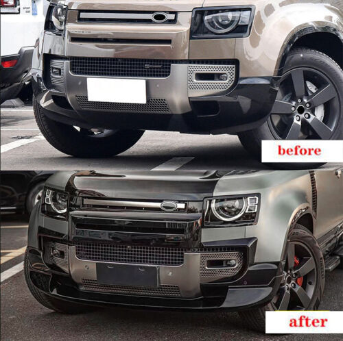 Front Bumper Lip for Land Rover for Defender 2020-2023 Glossy Black Chin Spoiler 3PC