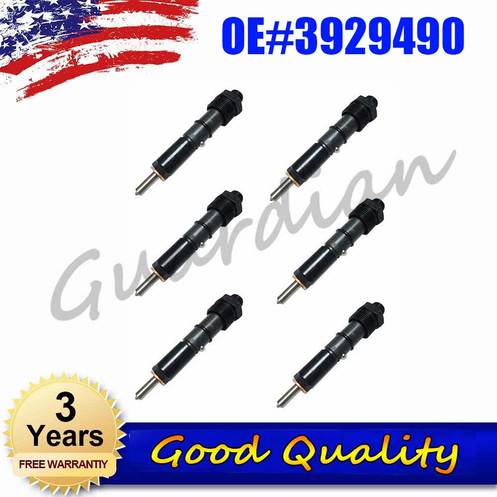 6-pack of fuel injectors 3929490 3802677 3930192 3929492, new, suitable for 6BT 5.9L fuel injectors.
