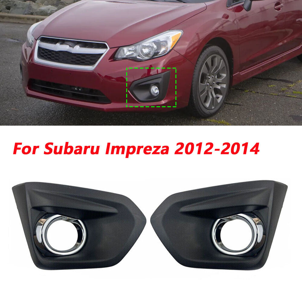 for Subaru Impreza 2012-2014 Front Fog Light Bezel Set W/Glossy Black Trim Pair