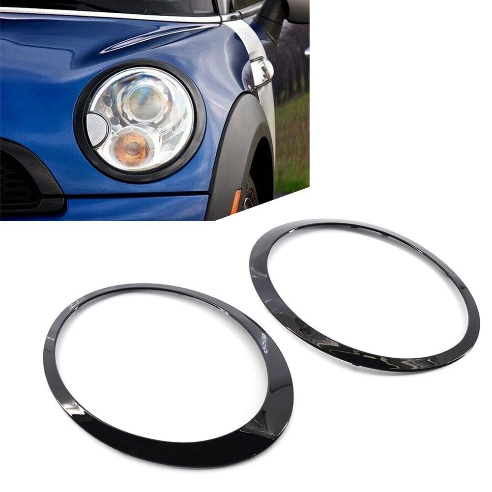 2x Glossy Black Headlight Trim Ring for Mini Cooper R55 R56 R57 R58 R59