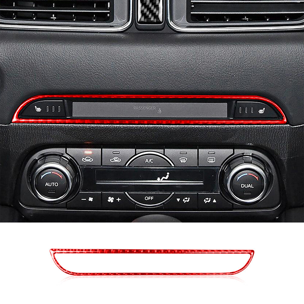 Red Carbon Fiber Central Console CD Switch Button Cover for Mazda CX-5 2017-2021