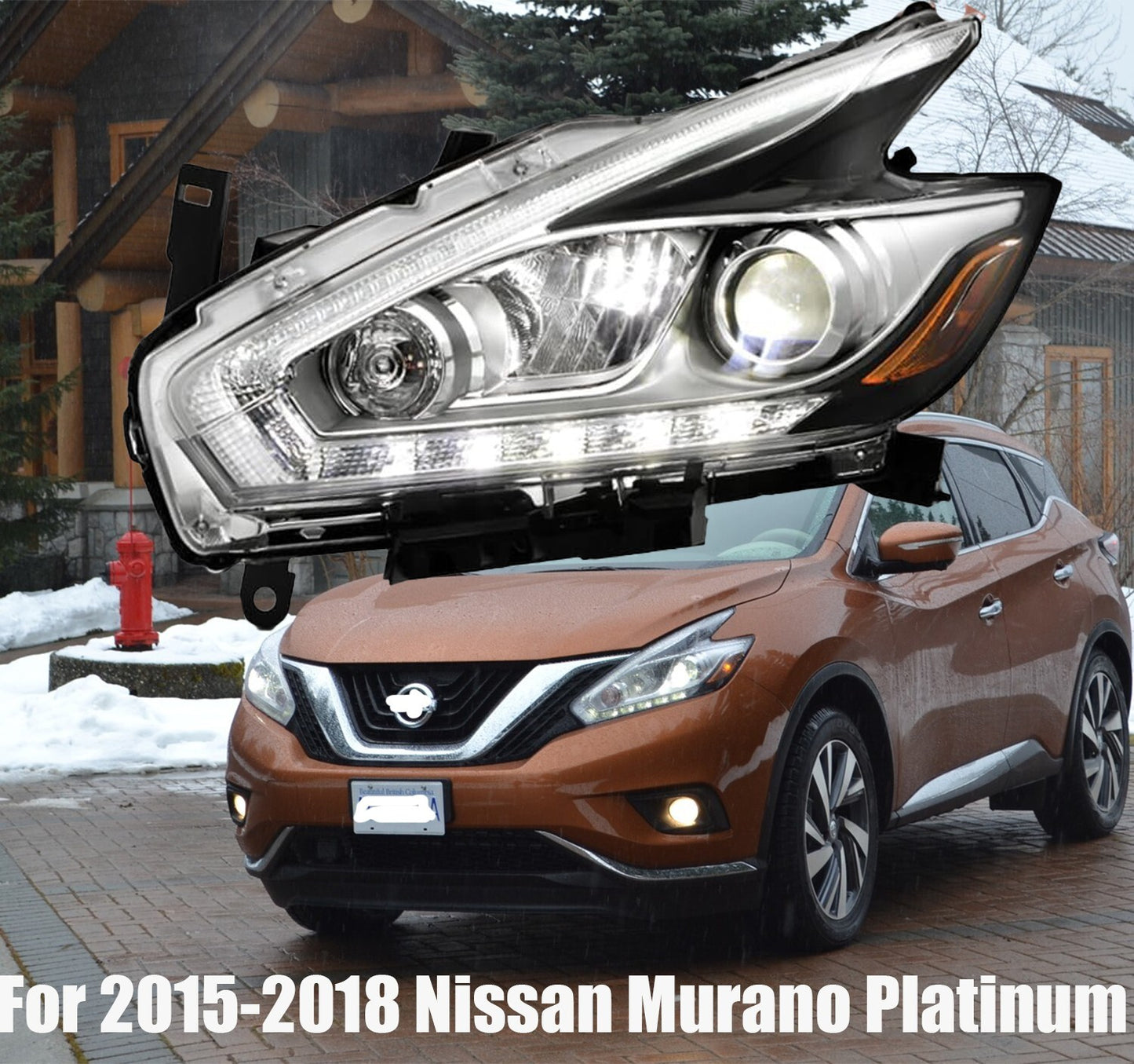 Left Driver LED DRL Halogen Projector Headlight For 2015-2016 for Nissan Murano