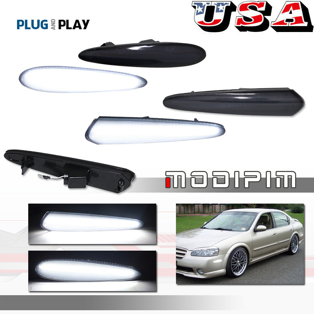 White LED front and rear bumper side marker indicators are applicable to 00-03 for Nissan Maxima