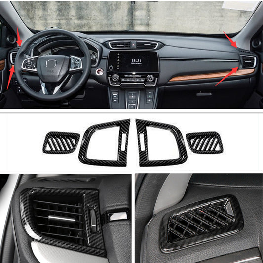 2017-2022 for Honda CRV CR-V Dashboard Air Vent Cover Trim Carbon Fiber ABS 4X