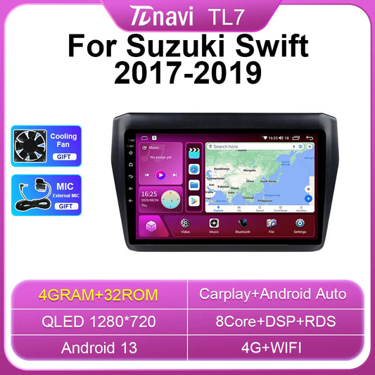 for Suzuki for Swift 2017-2019 Car Radio CarPlay Multimedia Android GPS Video Player