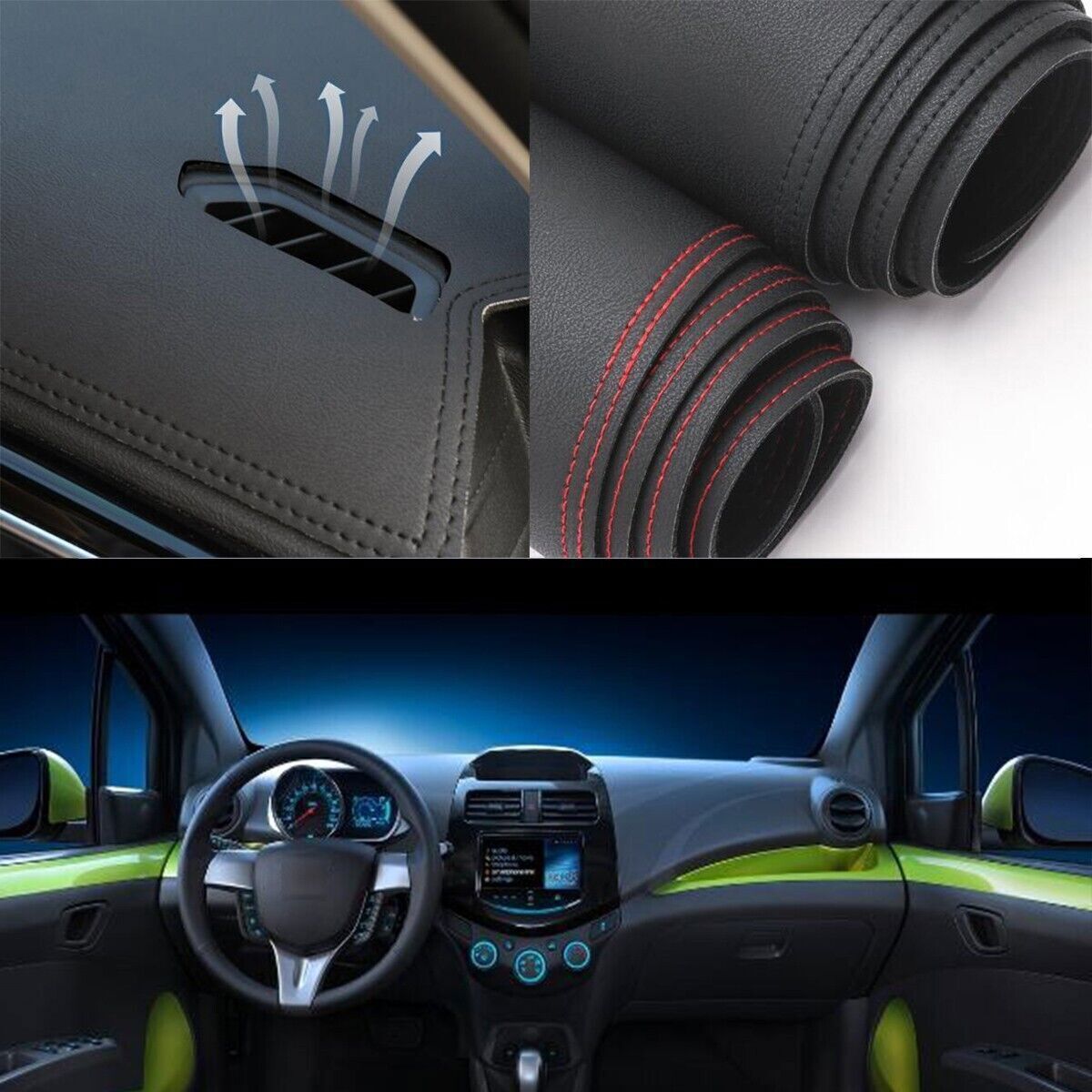 1X PU leather Dashboard Dash Mat Non-slip DashMat Pad for Chevrolet Spark 2010+