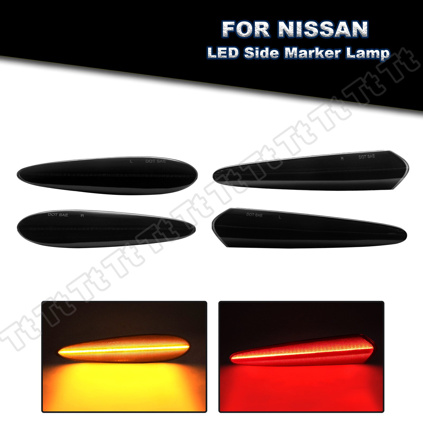 4x Smoked LED Front/Rear Bumper Side Marker Lights for 00-03 for Nissan Maxima
