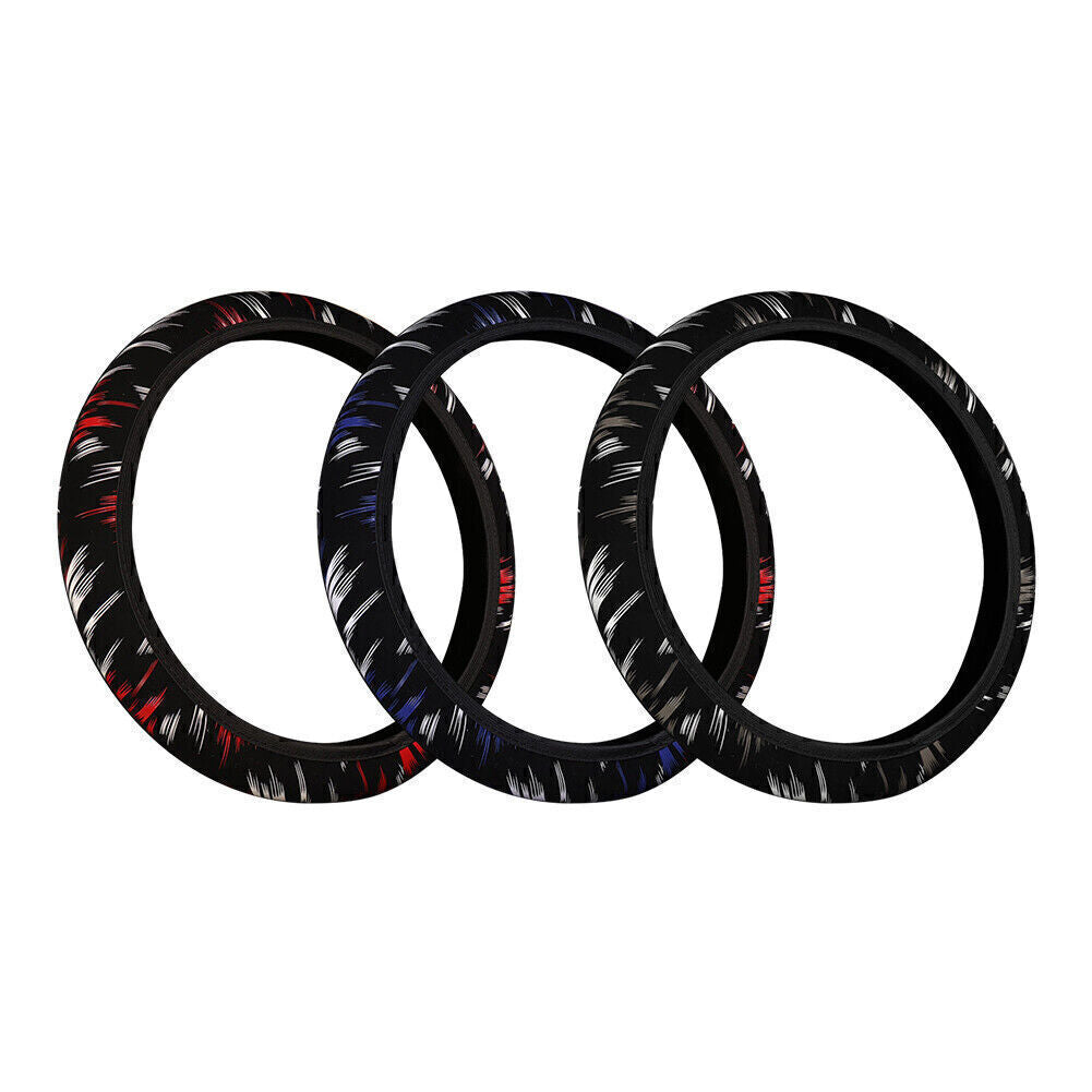Black-Red Car Steering Wheel Cover Fit 15/37-38CM PU Leather Good Grip