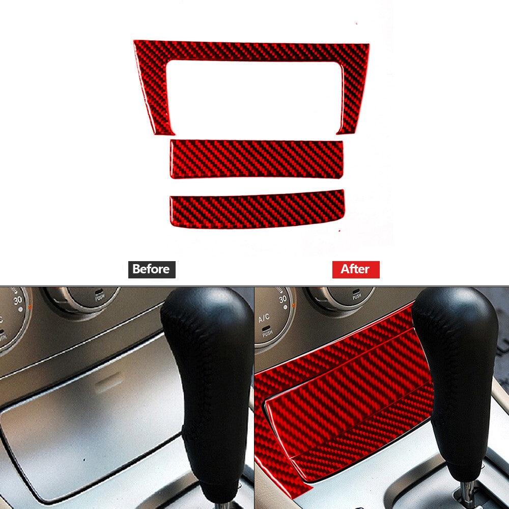 Red Carbon Fiber Center Storage Box Panel Trim Cover for Subaru Forester 2005-08