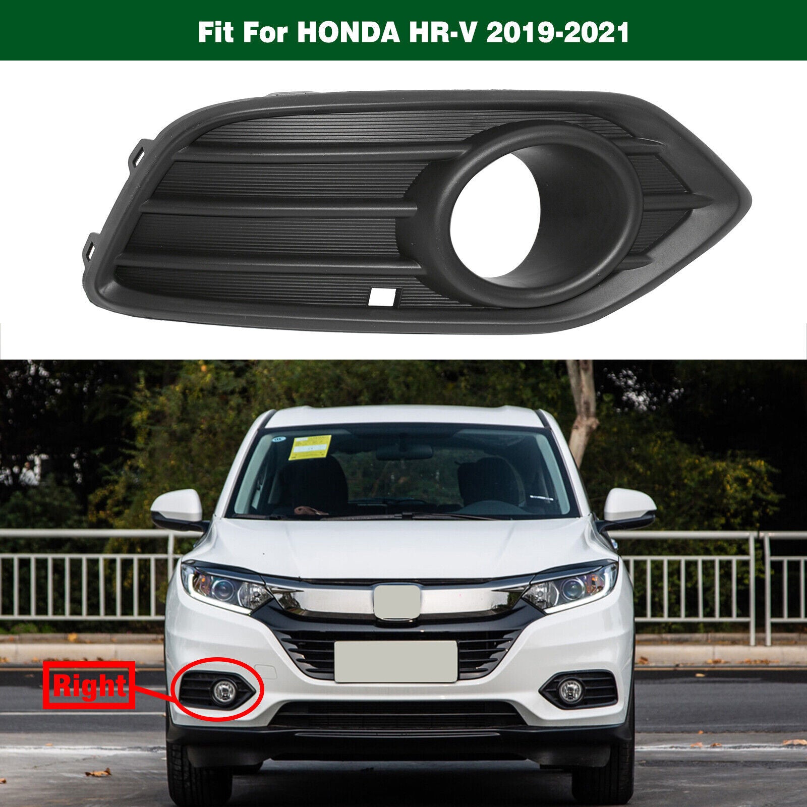 Front Fog Light Lamp Trim Cover Grille Bezel Right Fit for HONDA HR-V 2019-2021