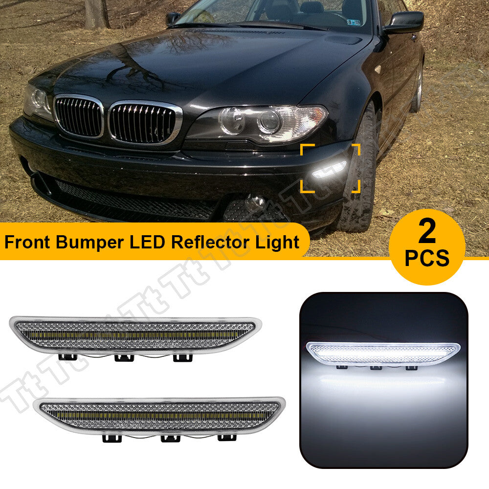 White LED front bumper side marker light reflectors for 2004-06 for BMW 3 Series E46