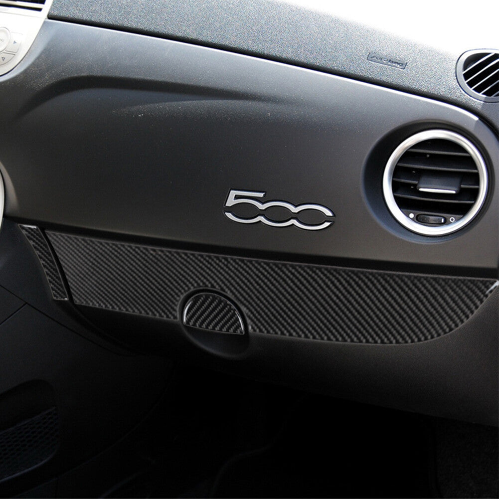 3Pcs Carbon Fiber Interior Passenger Dashboard Cover Trim For 2012-2015 for Fiat 500