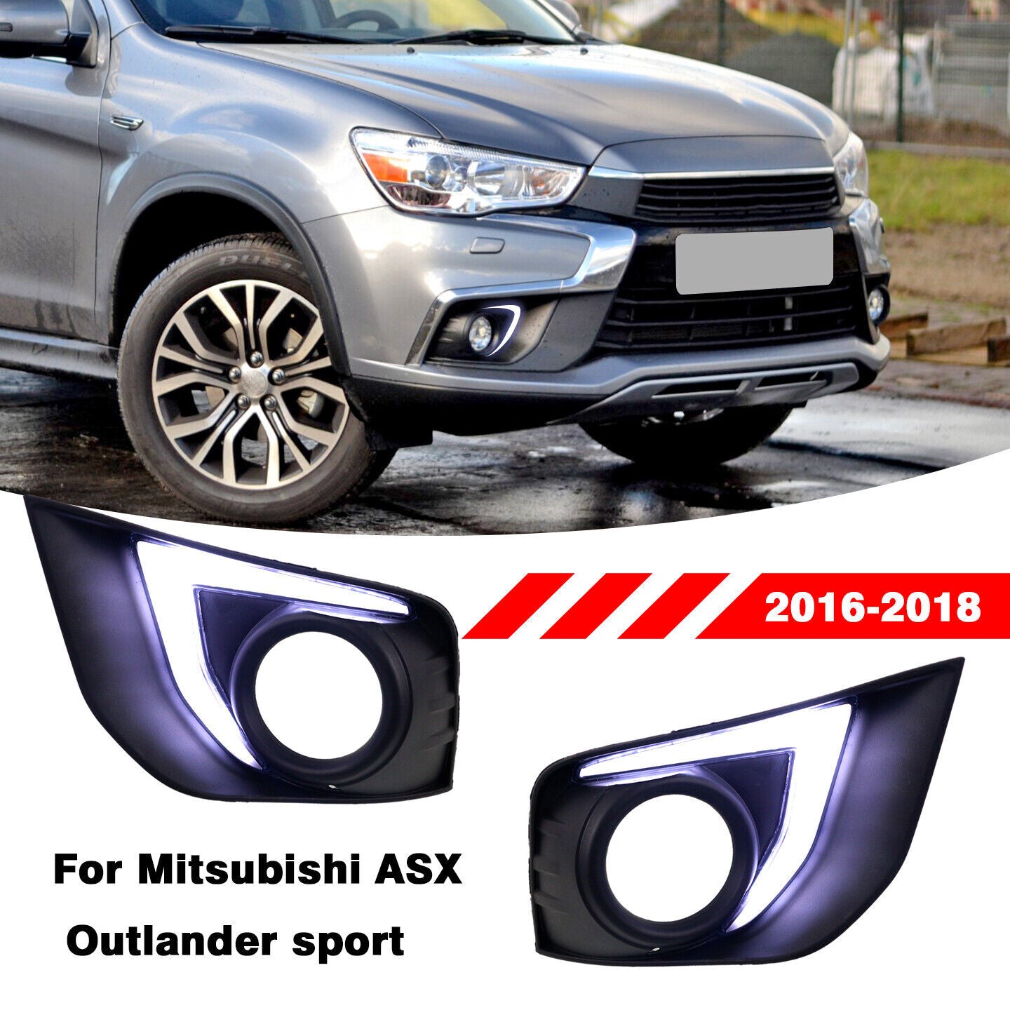 White LED Daytime Running Fog Light for Mitsubishi Outlander Sport ASX 2016-2017