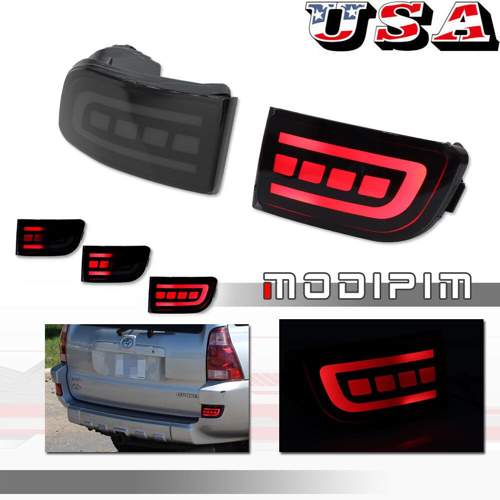 Applicable to for Toyota 4Runner 03-05 and Prado 02-09 Smoked LED Rear Bumper Brake Light Signal