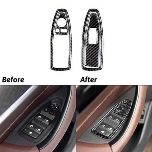 4x Carbon Fiber Interior Front Window Panel Cover Trim for BMW X1 F48 2016-2018