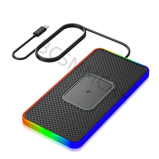 15W Wireless Fast Charging Dock Station Car for Charger Adapter Type C W/LED Light