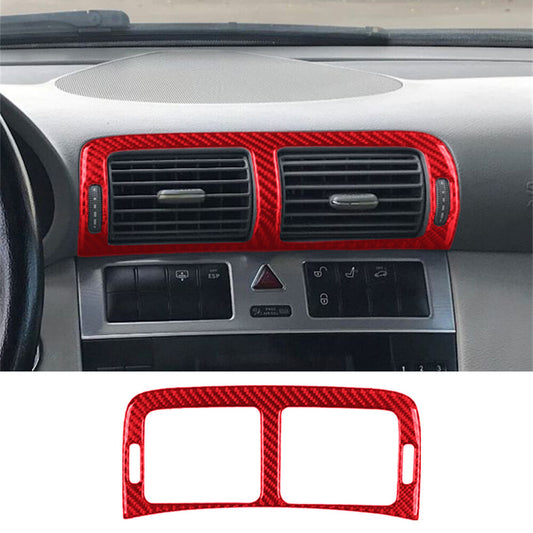 Red Carbon Fiber Center Air Vent Outlet Trim Fit for Benz C Class W203 2005-2007