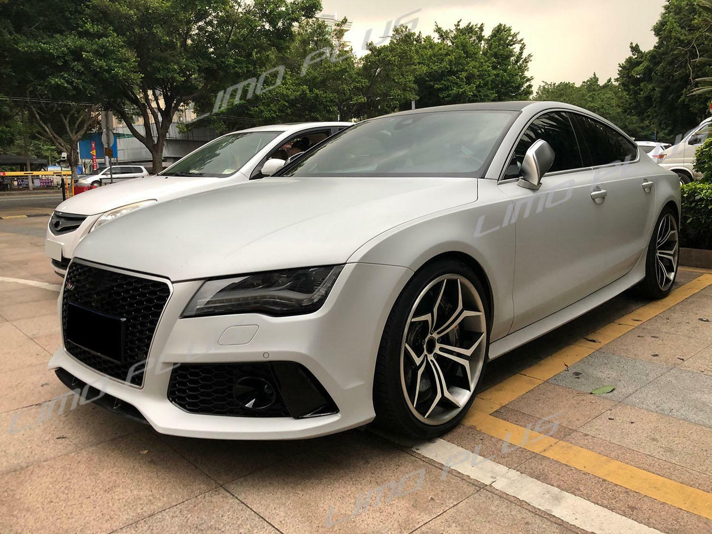 Matt Chrome Mirror Cover Caps for AUDI S7 RS7 A7 4G8 2010-2017 W/O Lane Assist