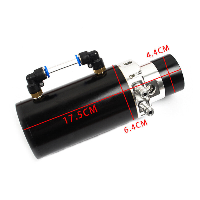 7 X 2.5 Aluminum Engine Oil Catch Reservoir Breather Tank/Can+ Gauge Black