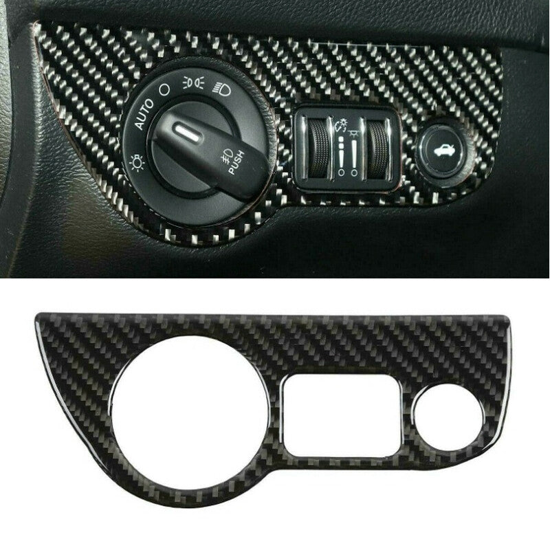For 2015 for Dodge Charger/ for Challenger Real Headlight Switch Cover Trim Carbon Fiber
