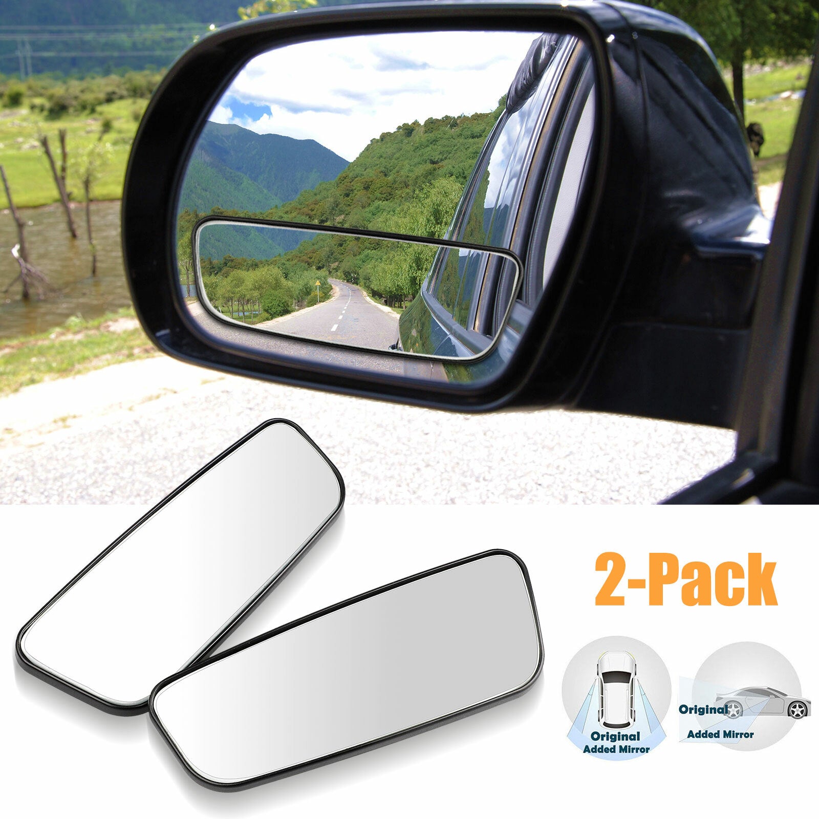 2x Car Truck SUV 360¡ã Stick Rear View Auxiliary Blind Spot Mirror Wide Angle