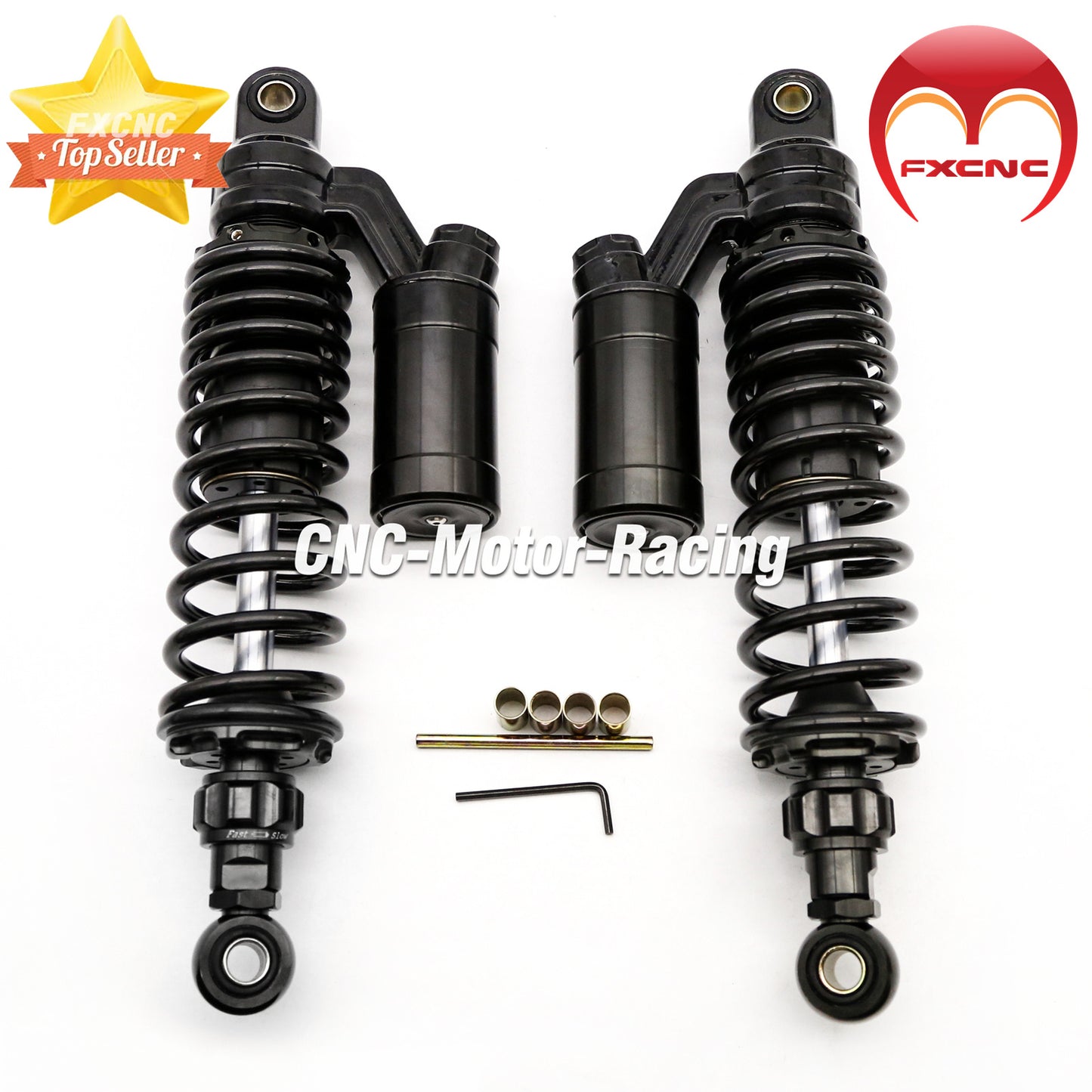 Motorcycle 320mm rear suspension fork shock absorber adjustable rebound universal