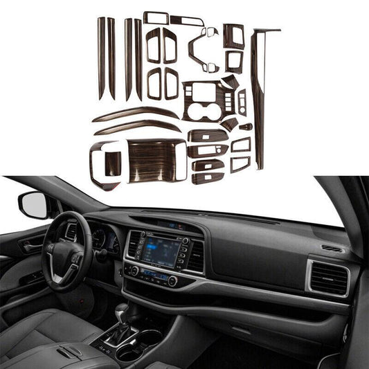 for Toyota Highlander 2014-2019 Matte Wood Grain Interior Full Set Decor Trim