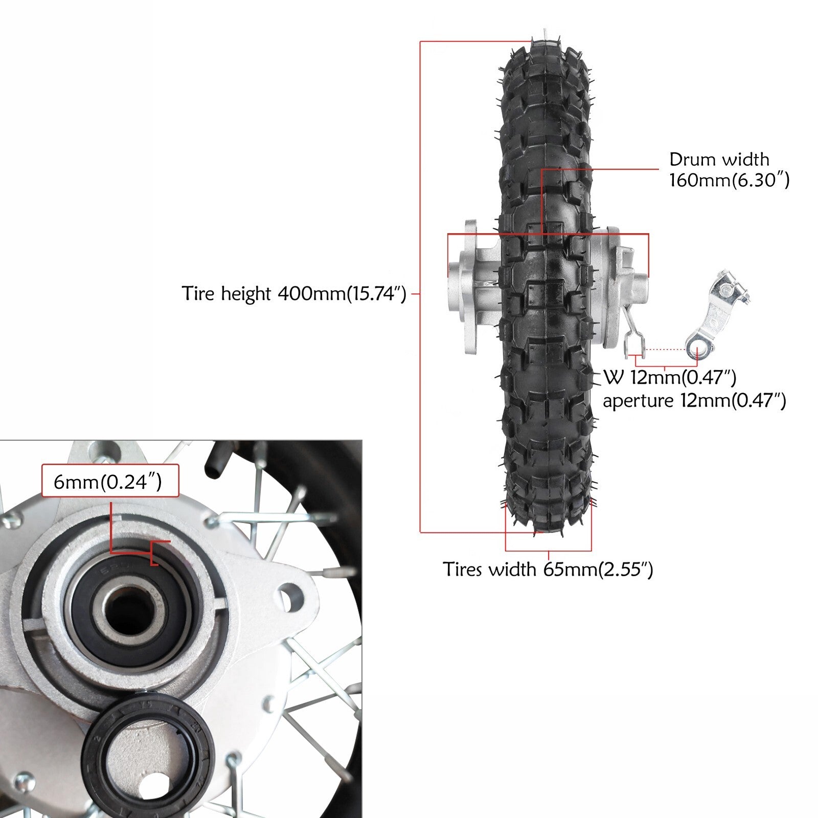 2.50 - 10 Front and rear tires + fork for Pit bike CRF50 SSR 70cc 110 TTR50