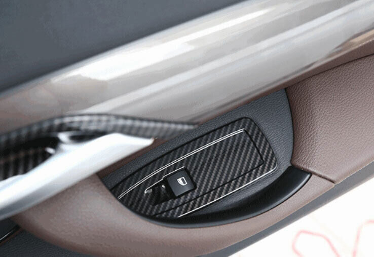 for BMW X1 F48 2016-22 ABS Carbon Fiber Window Lock Lift Panel Cover Trim Frame