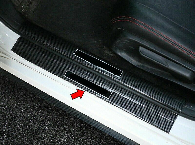 for Honda for Civic 11th 2022-2023 Carbon Fiber Door Sill Scuff Plate Covers S.Steel