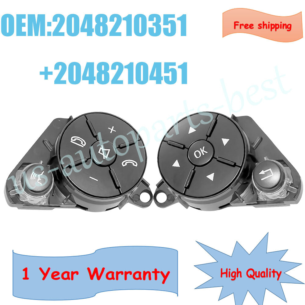 Pair Front RHLH Steering Wheel Switch Button for Benz W204 W212 C/E/GLK-CLass