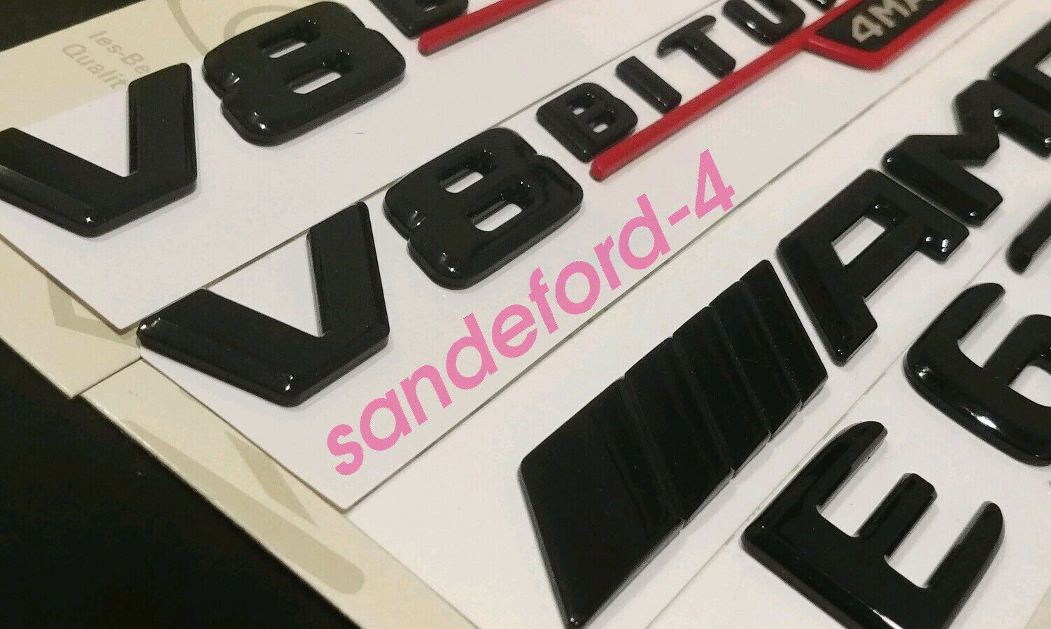 E63S + AMG + V8 BITURBO 4MATIC + Glossy Black with Red Badges for Mercedes-Benz E63