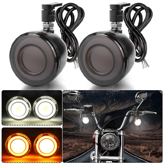 Front Amber White LED Turn Signal Indicator Light Running For Sportster 883 1200